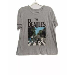 The Beatles Mens Gray T-Shirt Graphic Print Short Sleeve Round Neck Pullover XL